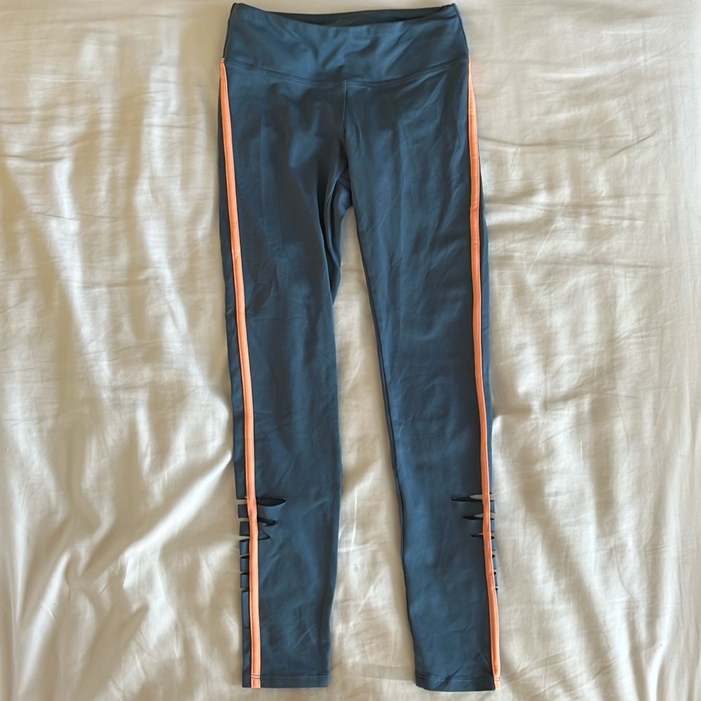 Jo and Jax blue and coral cut out leggings